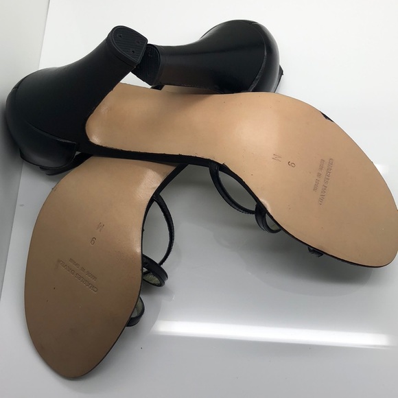 Charles Davis Black Ankle Strap Heels - Picture 5 of 7